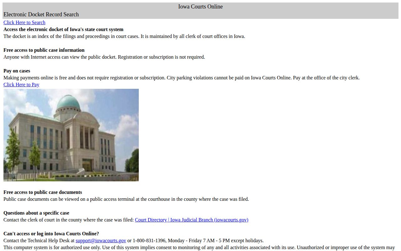 Iowa Courts Online Humboldt County case disposition search