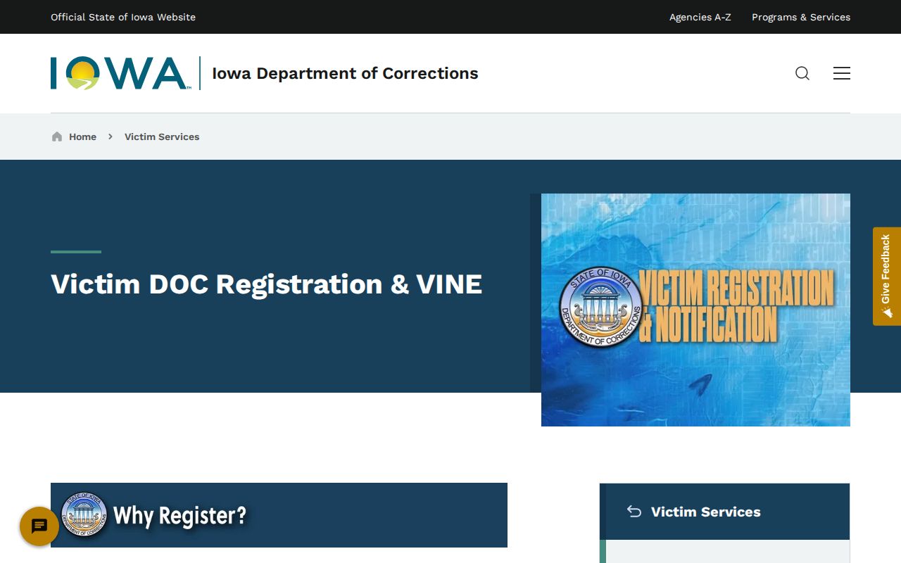 IowaVINE Humboldt County custody notification page